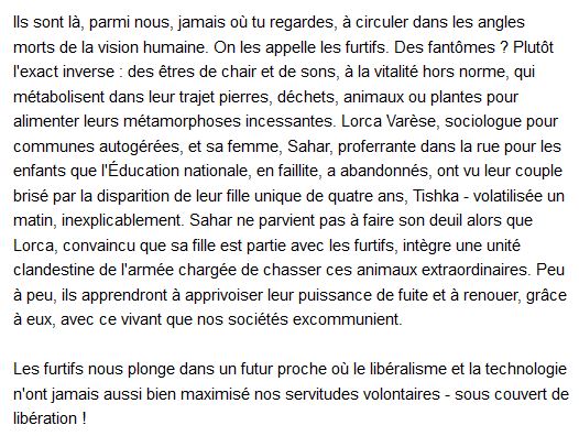  Les Furtifs, d'Alain Damasio 