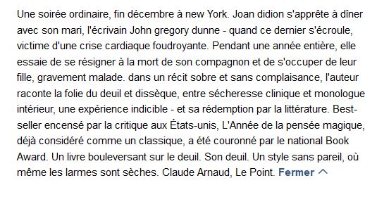  L'Année de la pensée magique, de Joan Didion 