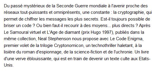  Cryptonomicon - Tome 1, Neal Stephenson 
