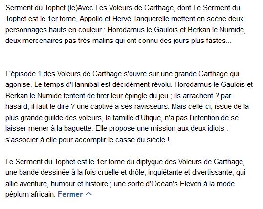 Les Voleurs de Carthage, Tome 1