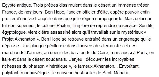 Le trésor des hérétiques, Scott Mariani