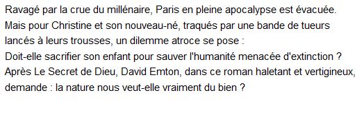 Le Dernier déluge , David Emton